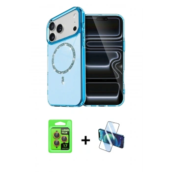 MARSİLYAN™- iPhone 17 Pro Kılıf Kıvılcım Form Prime - Siyah 3D Antistatik Seramik Nano Ekran Koruyucu + Raze Metal Kamera Lens - TU