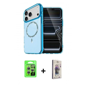 MARSİLYAN™- iPhone 17 Pro Kılıf Kıvılcım Form Prime - Siyah Bilvis 3D Cam Ekran Koruyucu + Raze Metal Kamera Lens - GS