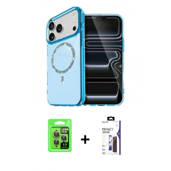 MARSİLYAN™- iPhone 17 Pro Kılıf Kıvılcım Form Prime - Siyah Bilvis 3X AR Hayalet Cam Ekran Koruyucu + Raze Metal Kamera Lens - GI
