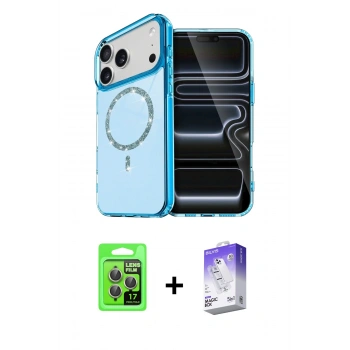 MARSİLYAN™- iPhone 17 Pro Kılıf Kıvılcım Form Prime - Siyah Bilvis 5in1 3D Magic Cam Ekran Koruyucu + Raze Metal Kamera Lens - GI