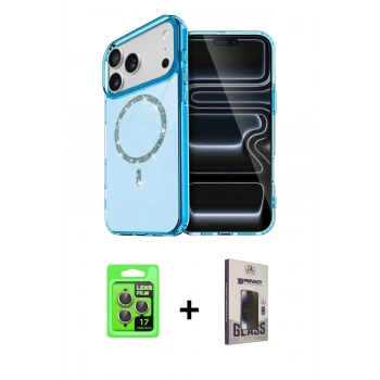 MARSİLYAN™- iPhone 17 Pro Kılıf Kıvılcım Form Prime - Siyah Bilvis Hayalet Cam Ekran Koruyucu + Raze Metal Kamera Lens - GI