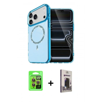 MARSİLYAN™- iPhone 17 Pro Kılıf Kıvılcım Form Prime - Siyah Bilvis Hayalet Cam Ekran Koruyucu + Raze Metal Kamera Lens - TU