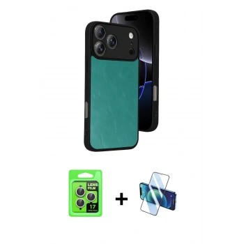 MARSİLYAN™- iPhone 17 Pro Kılıf Kıvılcım Işık Serisi - Siyah 3D Antistatik Seramik Nano Ekran Koruyucu + Raze Metal Kamera Lens - GS