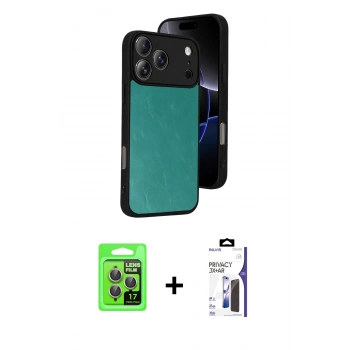 MARSİLYAN™- iPhone 17 Pro Kılıf Kıvılcım Işık Serisi - Siyah Bilvis 3X AR Hayalet Cam Ekran Koruyucu + Raze Metal Kamera Lens - GI