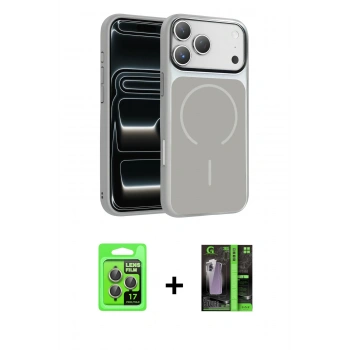 MARSİLYAN™- iPhone 17 Pro Kılıf Kıvılcım Klasik - Şeffaf 360 Full Body Arka Koruyucu + Raze Metal Kamera Lens - GI