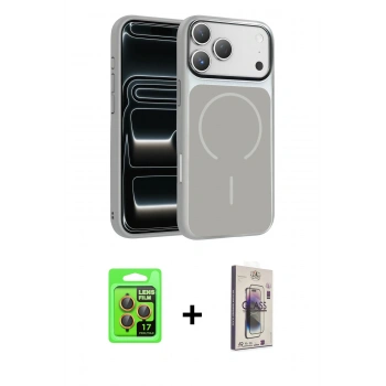 MARSİLYAN™- iPhone 17 Pro Kılıf Kıvılcım Klasik - Siyah Bilvis 3D Cam Ekran Koruyucu + Raze Metal Kamera Lens - TU