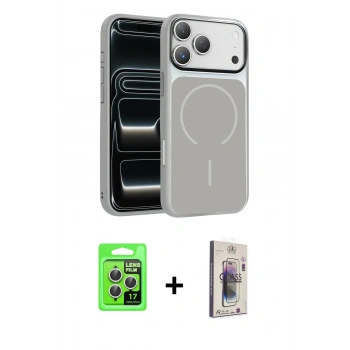 MARSİLYAN™- iPhone 17 Pro Kılıf Kıvılcım Klasik - Siyah Bilvis 3D Cam Ekran Koruyucu + Raze Metal Kamera Lens - GS