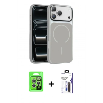 MARSİLYAN™- iPhone 17 Pro Kılıf Kıvılcım Klasik - Siyah Bilvis 3X AR Hayalet Cam Ekran Koruyucu + Raze Metal Kamera Lens - GS