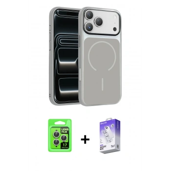 MARSİLYAN™- iPhone 17 Pro Kılıf Kıvılcım Klasik - Siyah Bilvis 5in1 3D Magic Cam Ekran Koruyucu + Raze Metal Kamera Lens - GS