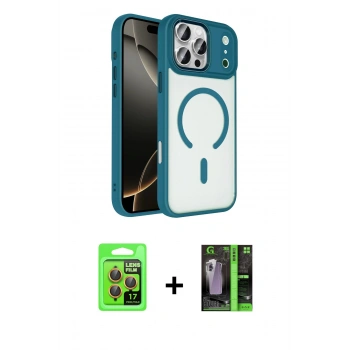 MARSİLYAN™- iPhone 17 Pro Kılıf Kıvılcım Prime - Siyah 360 Mat Full Body Arka Koruyucu + Raze Metal Kamera Lens - TU
