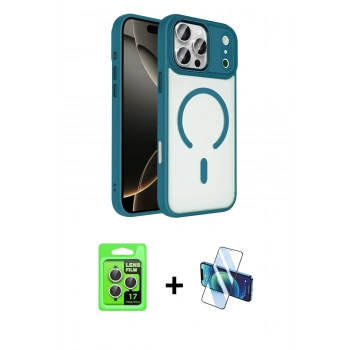 MARSİLYAN™- iPhone 17 Pro Kılıf Kıvılcım Prime - Siyah 3D Antistatik Seramik Nano Ekran Koruyucu + Raze Metal Kamera Lens - GS