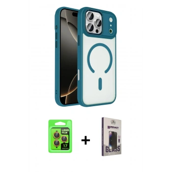 MARSİLYAN™- iPhone 17 Pro Kılıf Kıvılcım Prime - Siyah Bilvis Hayalet Cam Ekran Koruyucu + Raze Metal Kamera Lens - TU