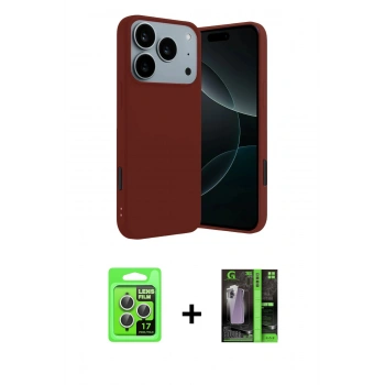 MARSİLYAN™- iPhone 17 Pro Kılıf Kozmos Yansıma Özel Seri - Siyah 360 Mat Full Body Arka Koruyucu + Raze Metal Kamera Lens - GS