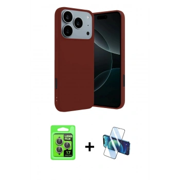 MARSİLYAN™- iPhone 17 Pro Kılıf Kozmos Yansıma Özel Seri - Siyah 3D Antistatik Seramik Nano Ekran Koruyucu + Raze Metal Kamera Lens - GI