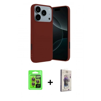 MARSİLYAN™- iPhone 17 Pro Kılıf Kozmos Yansıma Özel Seri - Siyah Bilvis 3D Cam Ekran Koruyucu + Raze Metal Kamera Lens - TU