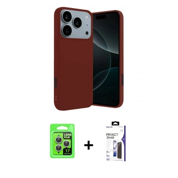 MARSİLYAN™- iPhone 17 Pro Kılıf Kozmos Yansıma Özel Seri - Siyah Bilvis 3X AR Hayalet Cam Ekran Koruyucu + Raze Metal Kamera Lens - GS
