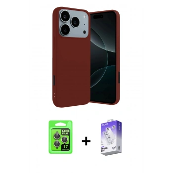 MARSİLYAN™- iPhone 17 Pro Kılıf Kozmos Yansıma Özel Seri - Siyah Bilvis 5in1 3D Magic Cam Ekran Koruyucu + Raze Metal Kamera Lens - GI