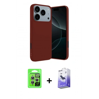 MARSİLYAN™- iPhone 17 Pro Kılıf Kozmos Yansıma Özel Seri - Siyah Bilvis 5in1 5D Magic Hayalet Cam Ekran Koruyucu + Raze Metal Kamera Lens - GS