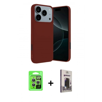 MARSİLYAN™- iPhone 17 Pro Kılıf Kozmos Yansıma Özel Seri - Siyah Bilvis Hayalet Cam Ekran Koruyucu + Raze Metal Kamera Lens - GS