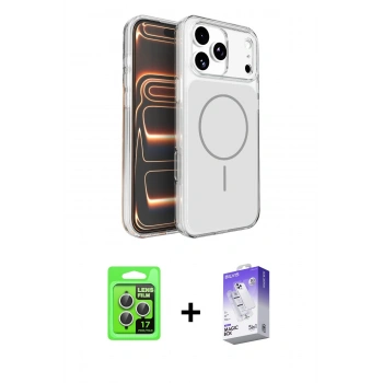 MARSİLYAN™- iPhone 17 Pro Kılıf Kutup Doku Serisi - Siyah Bilvis 5in1 3D Magic Cam Ekran Koruyucu + Raze Metal Kamera Lens - GS