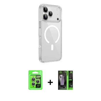 MARSİLYAN™- iPhone 17 Pro Kılıf Kutup Klasik Serisi - Siyah 360 Mat Full Body Arka Koruyucu + Raze Metal Kamera Lens - GS