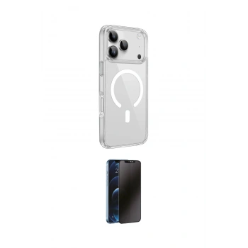 MARSİLYAN™- iPhone 17 Pro Kılıf Kutup Klasik Serisi - Siyah 3D Antistatik Hayalet Cam Ekran Koruyucu