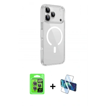 MARSİLYAN™- iPhone 17 Pro Kılıf Kutup Klasik Serisi - Siyah 3D Antistatik Seramik Nano Ekran Koruyucu + Raze Metal Kamera Lens - GI