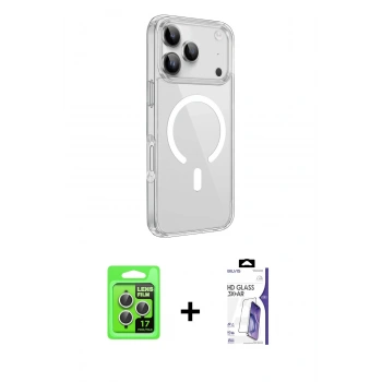 MARSİLYAN™- iPhone 17 Pro Kılıf Kutup Klasik Serisi - Siyah Bilvis 3X AR HD Cam Ekran Koruyucu + Raze Metal Kamera Lens - GS
