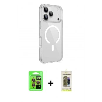 MARSİLYAN™- iPhone 17 Pro Kılıf Kutup Klasik Serisi - Siyah Joko Magic 5D Hayalet Cam + Raze Metal Kamera Lens - TU