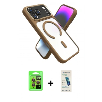 MARSİLYAN™- iPhone 17 Pro Kılıf Nova Yansıma Serisi - Şeffaf Pasifik Cam Ekran Koruyucu + Raze Metal Kamera Lens - TU