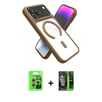 MARSİLYAN™- iPhone 17 Pro Kılıf Nova Yansıma Serisi - Siyah 360 Mat Full Body Arka Koruyucu + Raze Metal Kamera Lens - GS