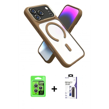MARSİLYAN™- iPhone 17 Pro Kılıf Nova Yansıma Serisi - Siyah Bilvis 3X AR Hayalet Cam Ekran Koruyucu + Raze Metal Kamera Lens - GS