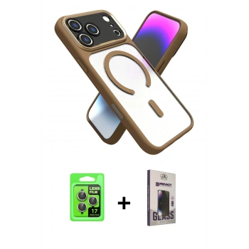 MARSİLYAN™- iPhone 17 Pro Kılıf Nova Yansıma Serisi - Siyah Bilvis Hayalet Cam Ekran Koruyucu + Raze Metal Kamera Lens - GI