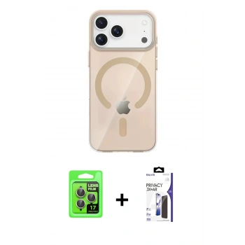 MARSİLYAN™- iPhone 17 Pro Kılıf Pusula Form Özel Seri - Siyah Bilvis 3X AR Hayalet Cam Ekran Koruyucu + Raze Metal Kamera Lens - GI