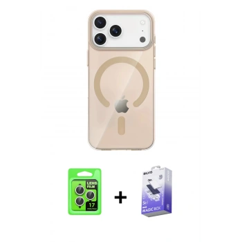MARSİLYAN™- iPhone 17 Pro Kılıf Pusula Form Özel Seri - Siyah Bilvis 5in1 5D Magic Hayalet Cam Ekran Koruyucu + Raze Metal Kamera Lens - GS