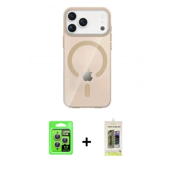 MARSİLYAN™- iPhone 17 Pro Kılıf Pusula Form Özel Seri - Siyah Joko Magic 5D Hayalet Cam + Raze Metal Kamera Lens - GS