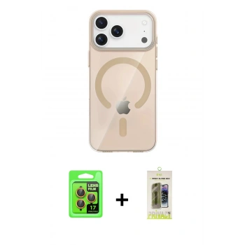 MARSİLYAN™- iPhone 17 Pro Kılıf Pusula Form Özel Seri - Siyah Joko Magic 5D Hayalet Cam + Raze Metal Kamera Lens - TU
