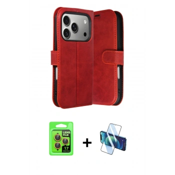 MARSİLYAN™- iPhone 17 Pro Kılıf Siluet Işık Serisi - Siyah 3D Antistatik Cam Ekran Koruyucu + Raze Metal Kamera Lens - TU