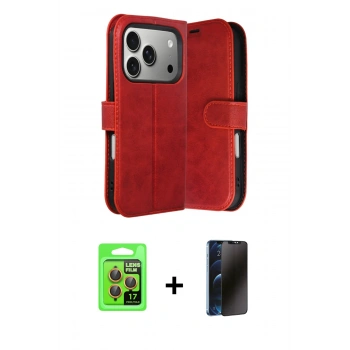 MARSİLYAN™- iPhone 17 Pro Kılıf Siluet Işık Serisi - Siyah 3D Antistatik Hayalet Cam Ekran Koruyucu + Raze Metal Kamera Lens - TU