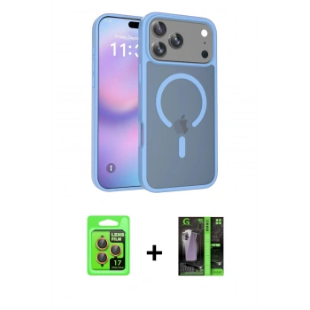 MARSİLYAN™- iPhone 17 Pro Kılıf Siluet Minimal Prime - Siyah 360 Mat Full Body Arka Koruyucu + Raze Metal Kamera Lens - TU