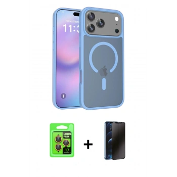 MARSİLYAN™- iPhone 17 Pro Kılıf Siluet Minimal Prime - Siyah 3D Antistatik Hayalet Cam Ekran Koruyucu + Raze Metal Kamera Lens - TU