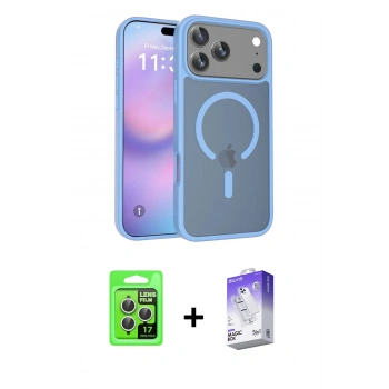 MARSİLYAN™- iPhone 17 Pro Kılıf Siluet Minimal Prime - Siyah Bilvis 5in1 3D Magic Cam Ekran Koruyucu + Raze Metal Kamera Lens - GS