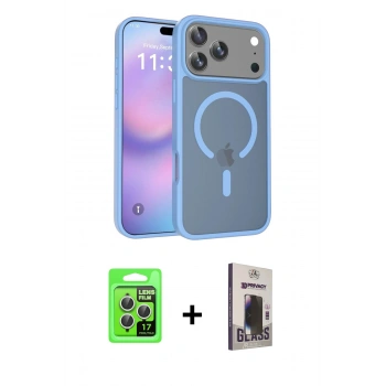 MARSİLYAN™- iPhone 17 Pro Kılıf Siluet Minimal Prime - Siyah Bilvis Hayalet Cam Ekran Koruyucu + Raze Metal Kamera Lens - GS