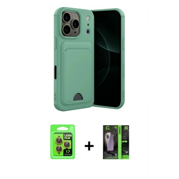 MARSİLYAN™- iPhone 17 Pro Kılıf Vadi Çizgi Prime - Siyah 360 Mat Full Body Arka Koruyucu + Raze Metal Kamera Lens - TU
