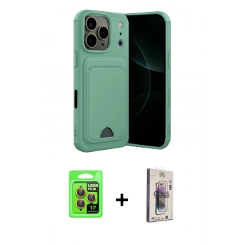 MARSİLYAN™- iPhone 17 Pro Kılıf Vadi Çizgi Prime - Siyah Bilvis 3D Cam Ekran Koruyucu + Raze Metal Kamera Lens - TU