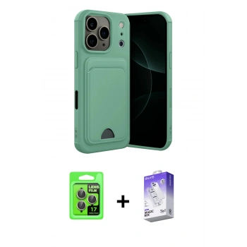 MARSİLYAN™- iPhone 17 Pro Kılıf Vadi Çizgi Prime - Siyah Bilvis 5in1 3D Magic Cam Ekran Koruyucu + Raze Metal Kamera Lens - GI