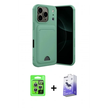 MARSİLYAN™- iPhone 17 Pro Kılıf Vadi Çizgi Prime - Siyah Bilvis 5in1 5D Magic Hayalet Cam Ekran Koruyucu + Raze Metal Kamera Lens - GS