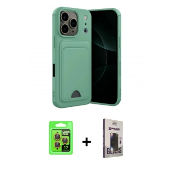 MARSİLYAN™- iPhone 17 Pro Kılıf Vadi Çizgi Prime - Siyah Bilvis Hayalet Cam Ekran Koruyucu + Raze Metal Kamera Lens - TU