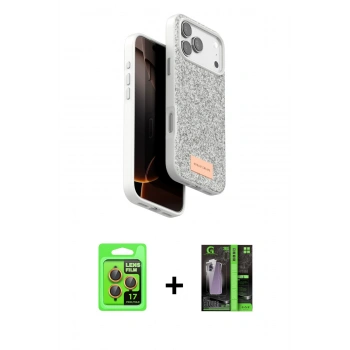 MARSİLYAN™- iPhone 17 Pro Kılıf Vadi Klasik Serisi - Şeffaf 360 Full Body Arka Koruyucu + Raze Metal Kamera Lens - TU