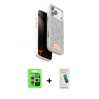 MARSİLYAN™- iPhone 17 Pro Kılıf Vadi Klasik Serisi - Şeffaf Pasifik Cam Ekran Koruyucu + Raze Metal Kamera Lens - GS